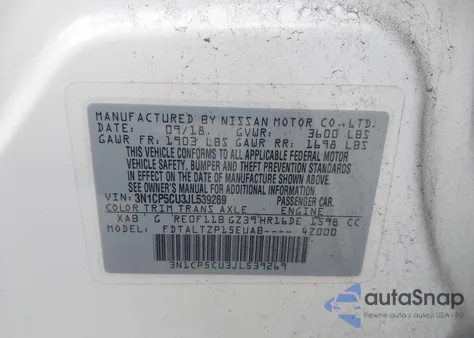 2018 Nissan Kicks Sr из США, поврежденный, VIN 3N1CP5CU3JL539269